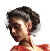 Beautiful flamenco dancer in red dress and dark background. AI generated image.