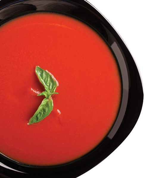 Spanish tomato gazpacho soup isolated on white