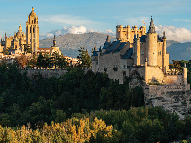 Alc zar of Segovia, a medieval castle built on a rocky crag in Castile and Le n, Spain