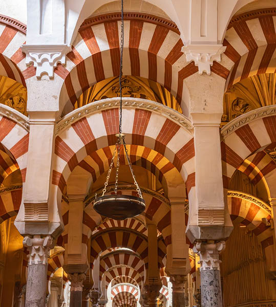 Centro District, Cordoba, Cordoba Province, Andalusia, Spain. May 2, 2023. Interior of the the Cordoba Cathedral, also known as the Mezquita Basilica, a former Moorish mosque.