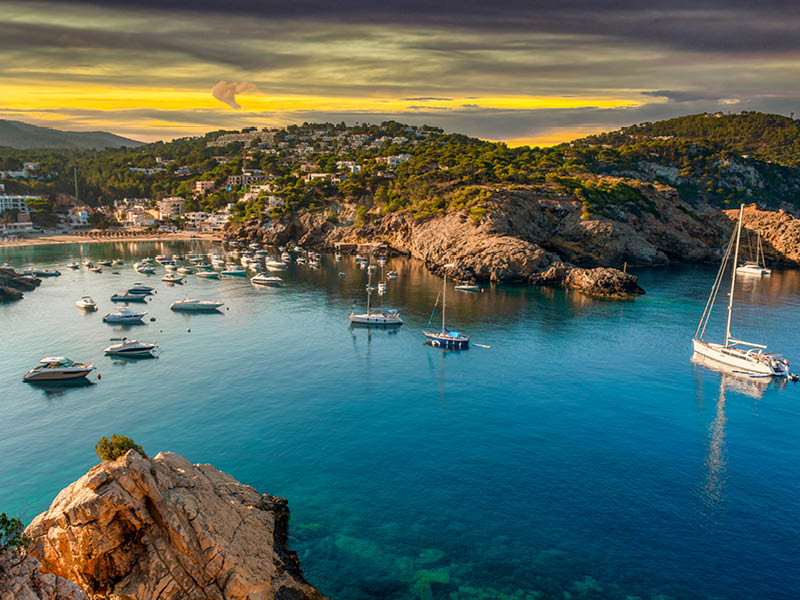 Cala Vedella Vadella in Sant Josep at Balearic Islands. Ibiza, Spain.