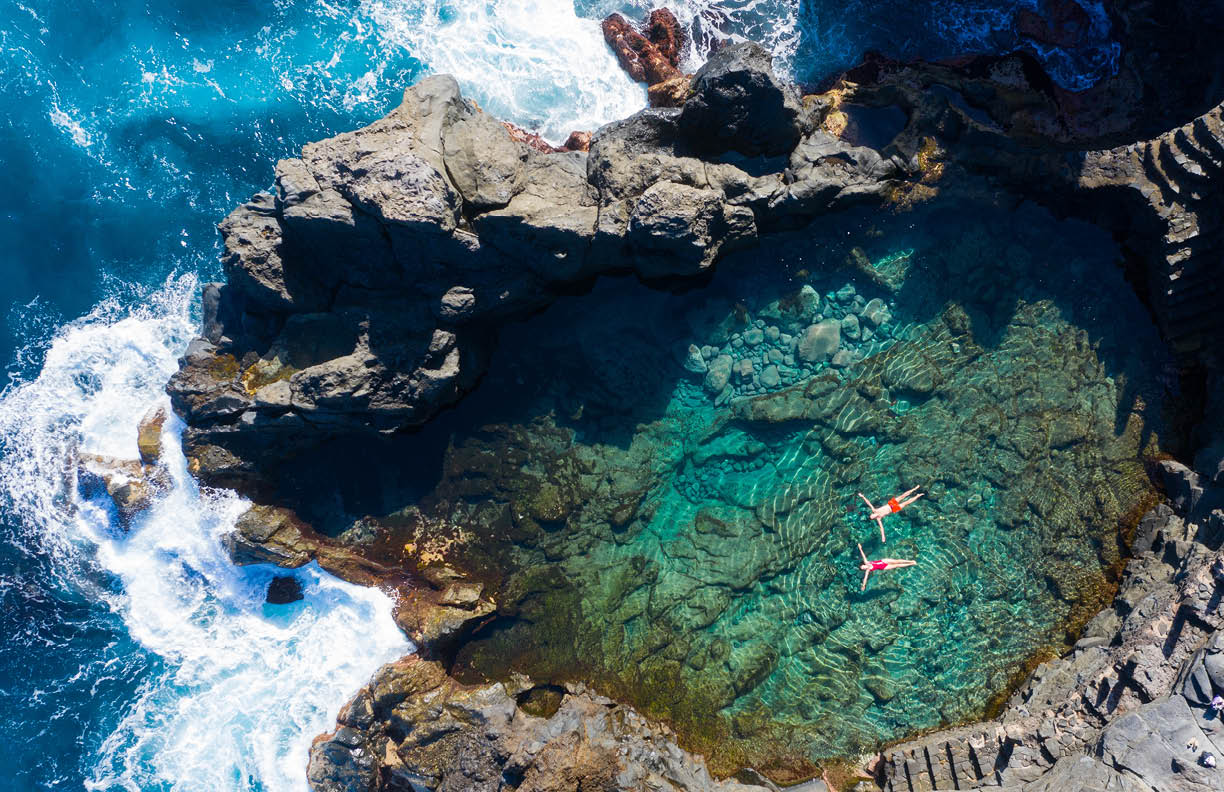 Rock pool tourist destination of tenerife canary islands. highlight