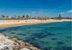Bogatell beach in Barcelona, Spain
