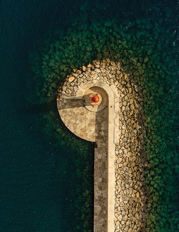 aerial views of the port of Andratx lighthouse 