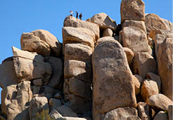 Rock climbers in Joshua Tree National Park,in Hidden Valley. March, 2012. 