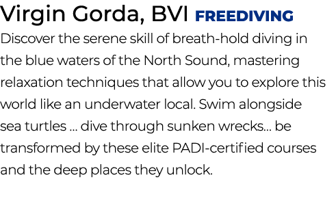 Virgin Gorda, BVI Freediving Discover the serene skill of breath hold diving in the blue waters of the North Sound, m...