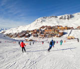Ski slope at Val Thorens, 3 Valleys ski resort in the Alps, France