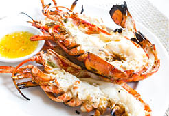 grill lobsters on white plate