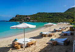 ST BARTS, FRENCH WEST INDIES - FEBRUARY 2, 2021: Nikki Beach Club at the island of Saint Barthelemy, Caribbean island commonly known as St. Barts 