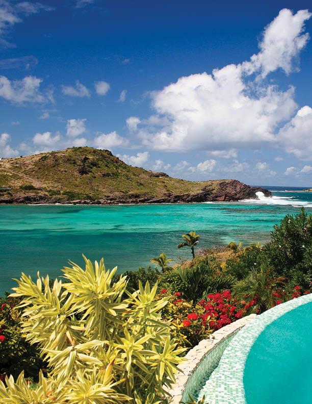 Edge of Pool Overlooking Lagoon on Caribbean Island of St. Barts, French West Indies