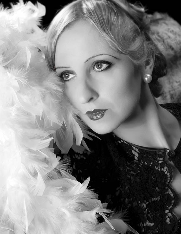 Vintage image with hollywood lighting on an elegant lady