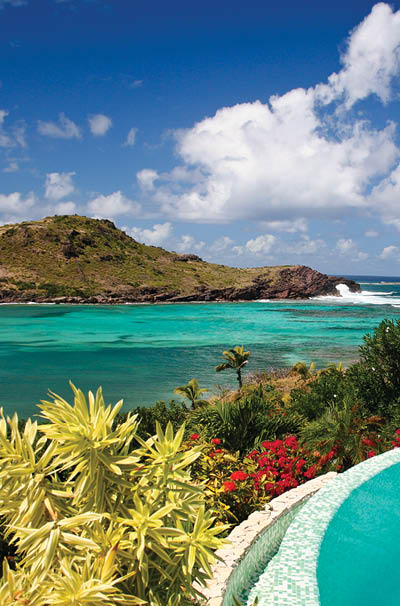 Edge of Pool Overlooking Lagoon on Caribbean Island of St. Barts, French West Indies