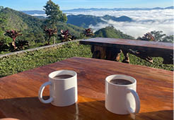 Overlooking clouds coffee sunrise morning