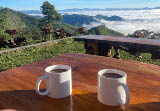 Overlooking clouds coffee sunrise morning