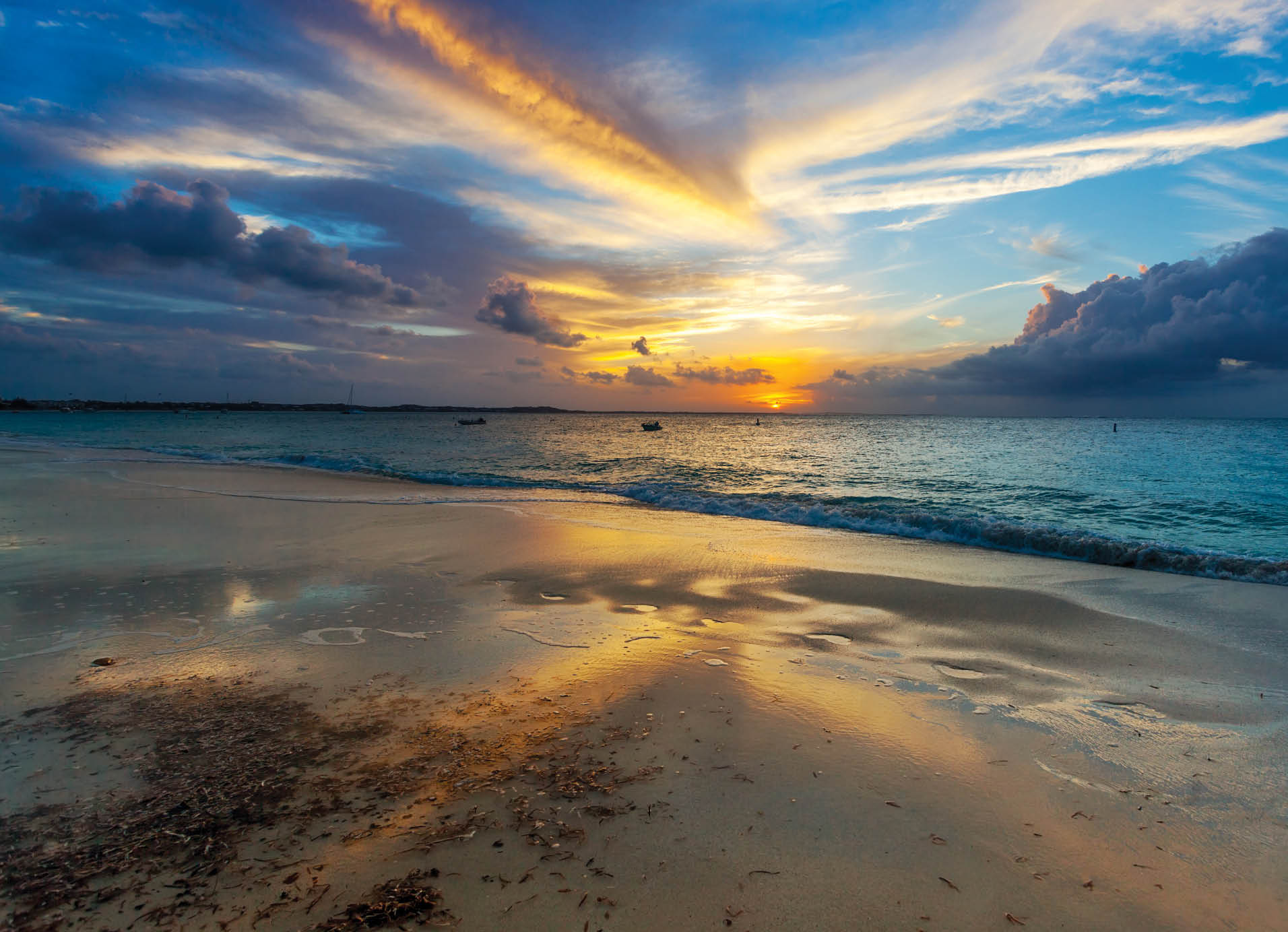 Sunset clouds over Grace Bay Beach (by Park on Princess Drive), Providenciales, Turks and Caicos Islands