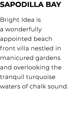 SAPODILLA BAY Bright Idea is a wonderfully appointed beach front villa nestled in manicured gardens and overlooking t...