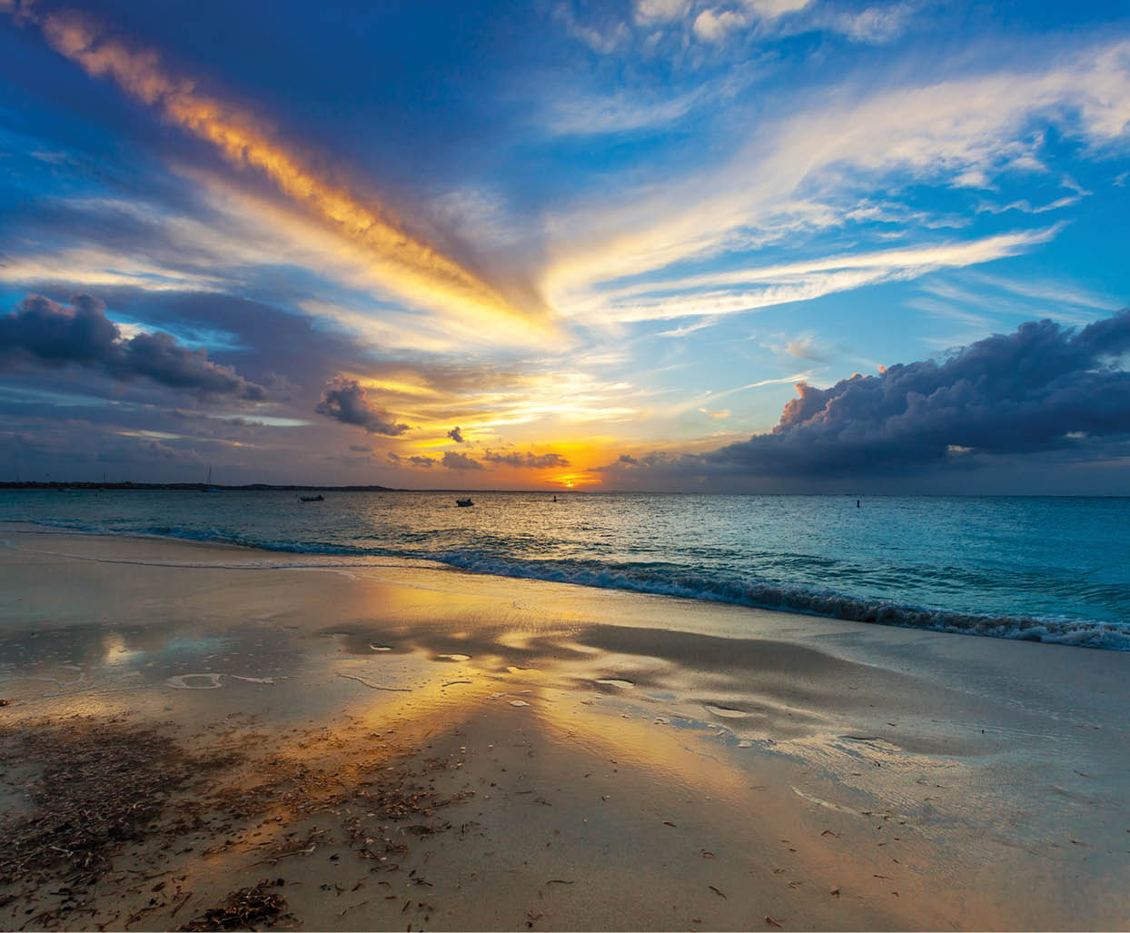 Sunset clouds over Grace Bay Beach (by Park on Princess Drive), Providenciales, Turks and Caicos Islands