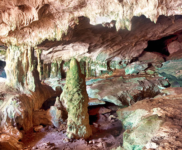 Interior of the limestone caves known as the Conch Bar Caves on the island of Middle Caicos in the Turks and Caicos Islands.