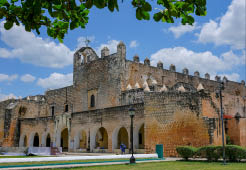 Valladolid, Mexico - April 30, 2025: Convent of San Bernardino de Siena in Valladolid, Yucatan, Mexico.