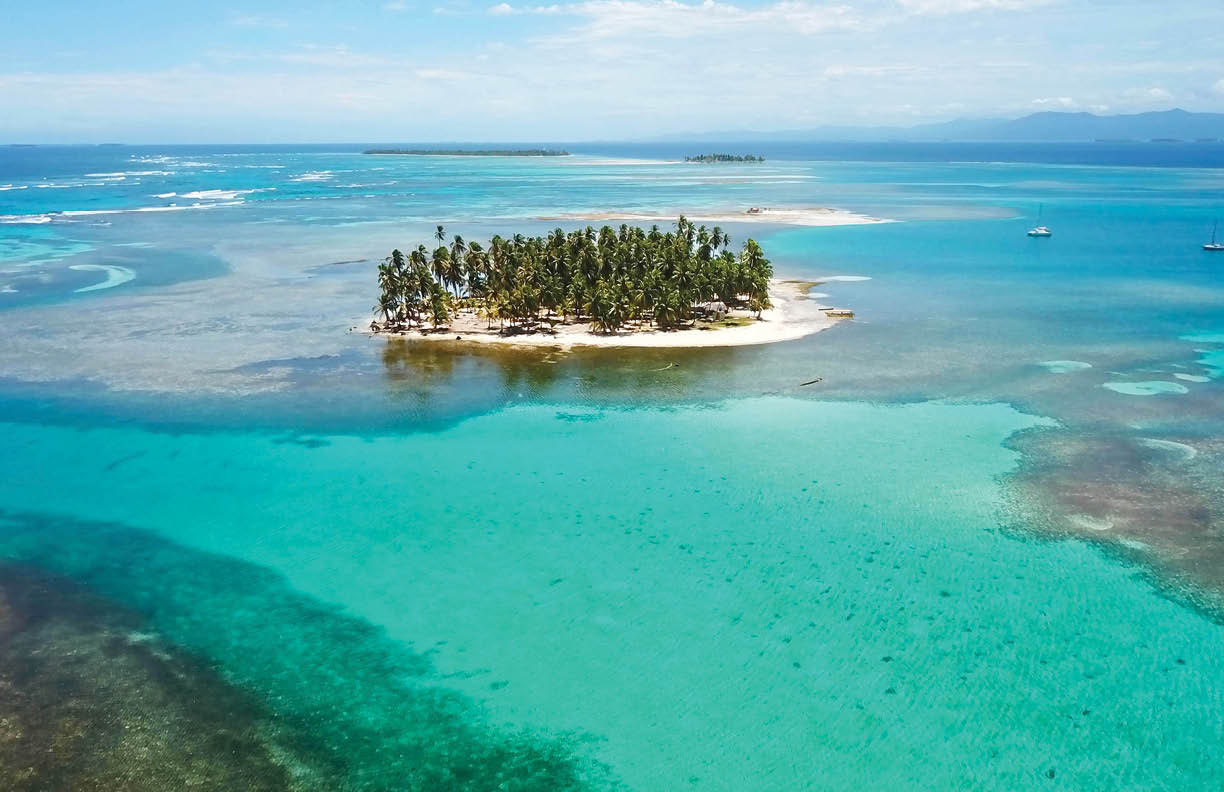 San Blas Archipelago - Panama. Aerial view of the San Blas Islands in the Panamanian Caribbean