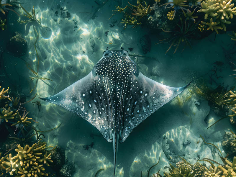Grand Cayman underwater, stingray, top view