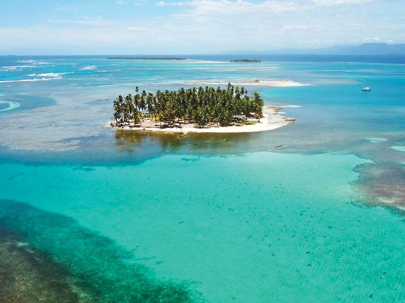 San Blas Archipelago - Panama. Aerial view of the San Blas Islands in the Panamanian Caribbean