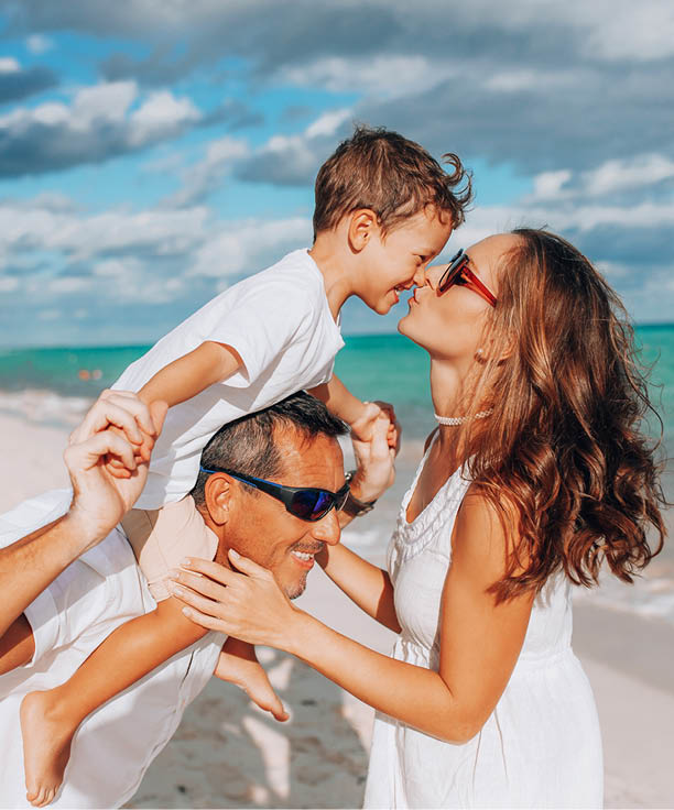 Happy family on the beach. Family vacation