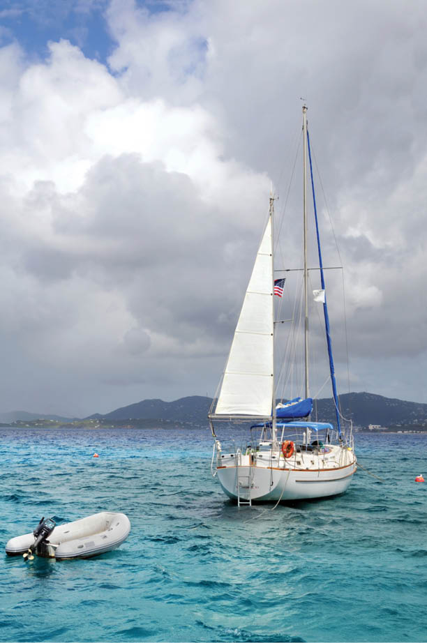 Yacht moored in the clear waters of St. Thomas, United States Virgin Islands