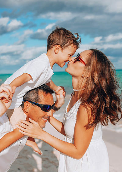 Happy family on the beach. Family vacation