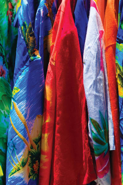 Colorful shirts at a street store, St. Thomas, USVI