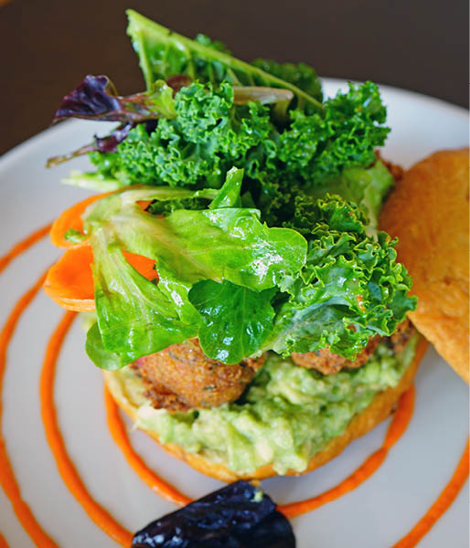 Caribbean Johnny Cakes with salt cod fritters and green salad