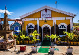 St. Thomas, USVI USA - March 29, 2018: Front exterior of The French Heritage Museum in Frenchtown section of Charlotte Amalie.