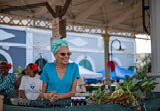 St. Thomas, USVI USA - March 24, 2018: The Market Woman sells vegetables at Market Square in downtown Charlotte Amalie.
