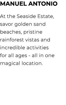 Manuel Antonio At the Seaside Estate, savor golden sand beaches, pristine rainforest vistas and incredible activities...