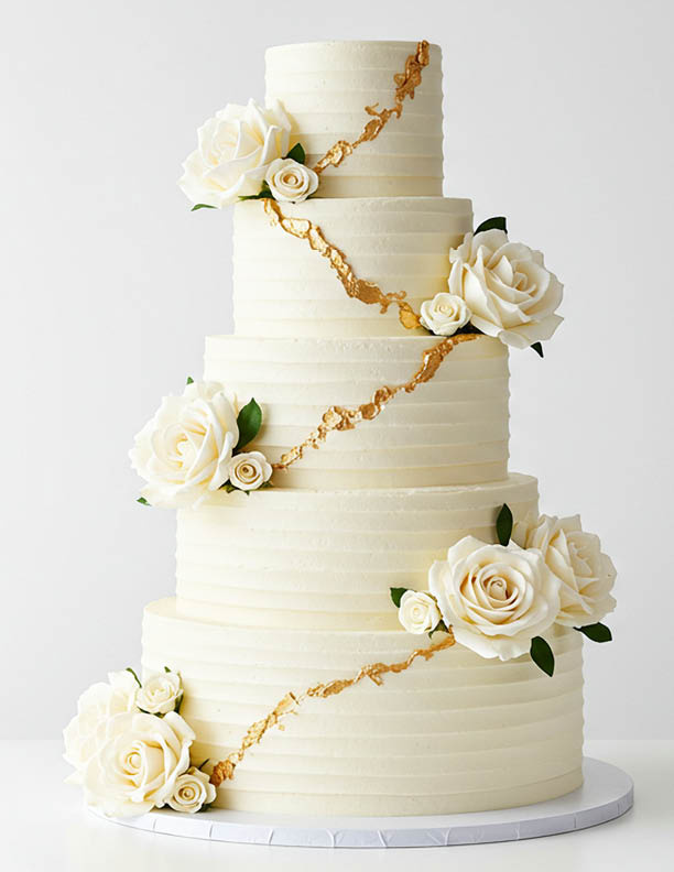 Elegant Wedding Anniversary Cake on a White Background