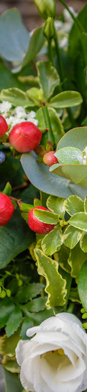 Decorative wedding flowers at a Scottish wedding venue.