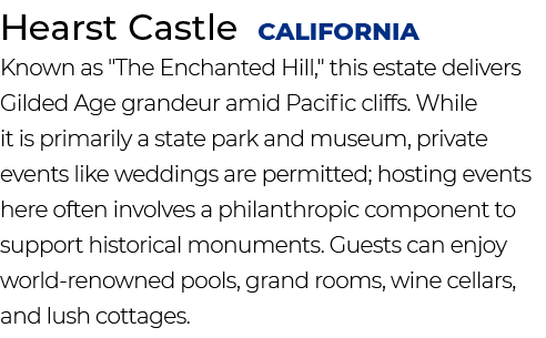 Hearst Castle California Known as \“The Enchanted Hill,\" this estate delivers Gilded Age grandeur amid Pacific cliff...