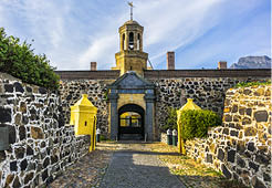 Entrance to the Castle of Good Hope or Cape Town Castle (Kasteel die Goeie Hoop) - bastion fort built in the XVII century in Cape Town. Cape Town, Western Cape, South Africa.
