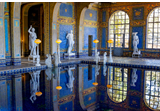 San Simeon, California, USA - Sep 12, 2024: The exquisite Roman Pool at Hearst Castle, a masterpiece of luxury and architectural elegance in San Simeon, California.